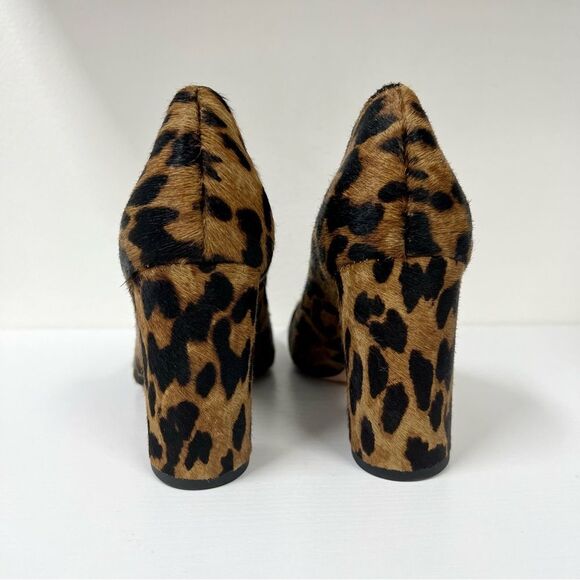 J McLaughlin Mila 9 Leopard Cow Hair Chunky Heels Round Toe - Picture 5 of 7